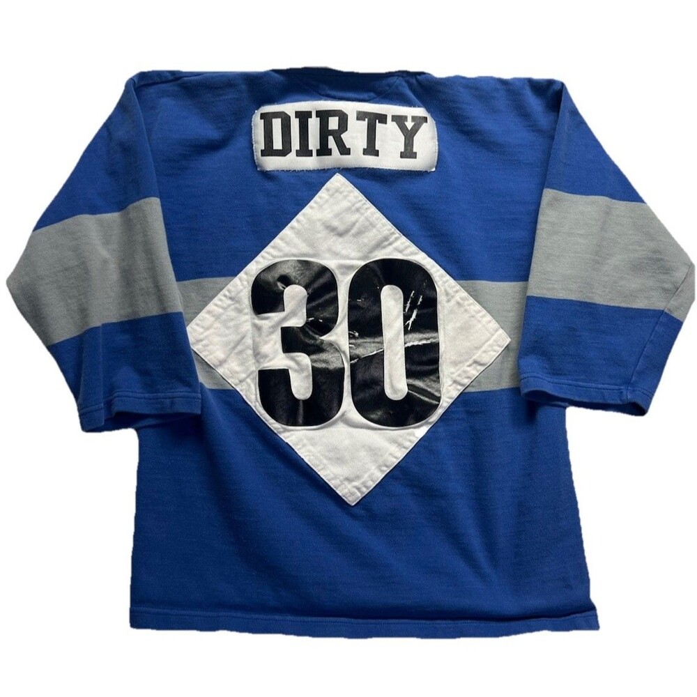 Retro Halbro "Dirty 30" Rugby Imports Blue Striped‎ Rugby Shirt Large  USA Made
